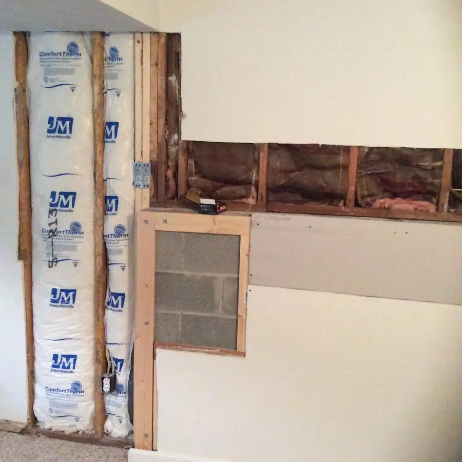 Wall insulation replacement during Basement Flood Cleanup in Berea